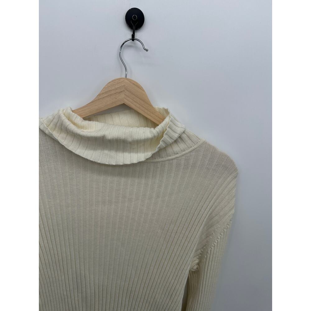 RuffHewn Womens Cream Ribbed Turtleneck Sweater Sz XL Cotton Minimal Casual - Picture 5 of 6